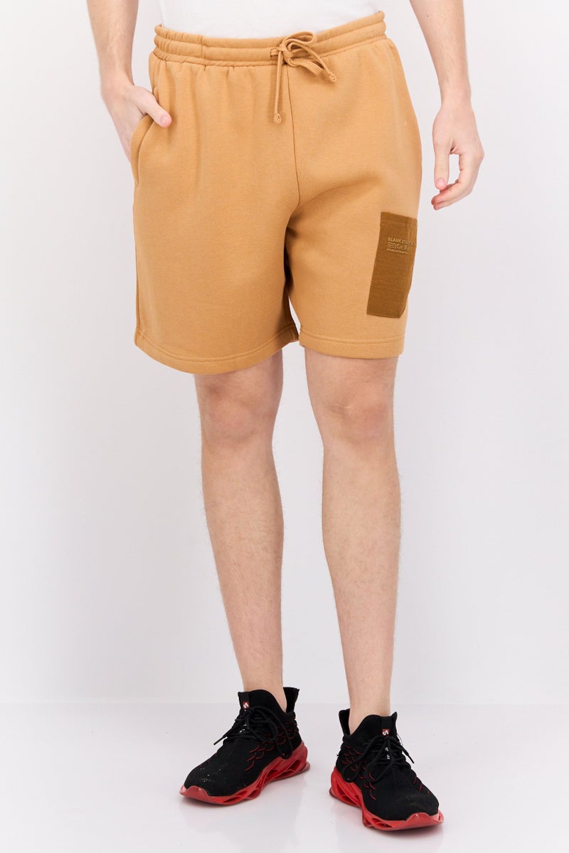 Blank Essentials Men Brand Logo Basic Shorts, Camel - Image 1