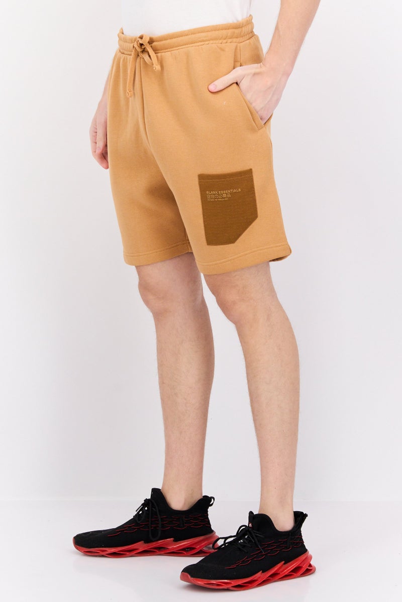 Blank Essentials Men Brand Logo Basic Shorts, Camel - Image 2