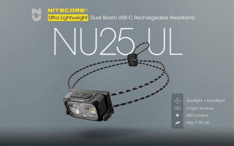 NITECORE NITECORE NU25 400 UL Ultra Lightweight Headlamp, 400 Lumen USB-C Rechargeable with Lumentac Organizer for Back Packing, Camping and Running (Black)  - Image 2