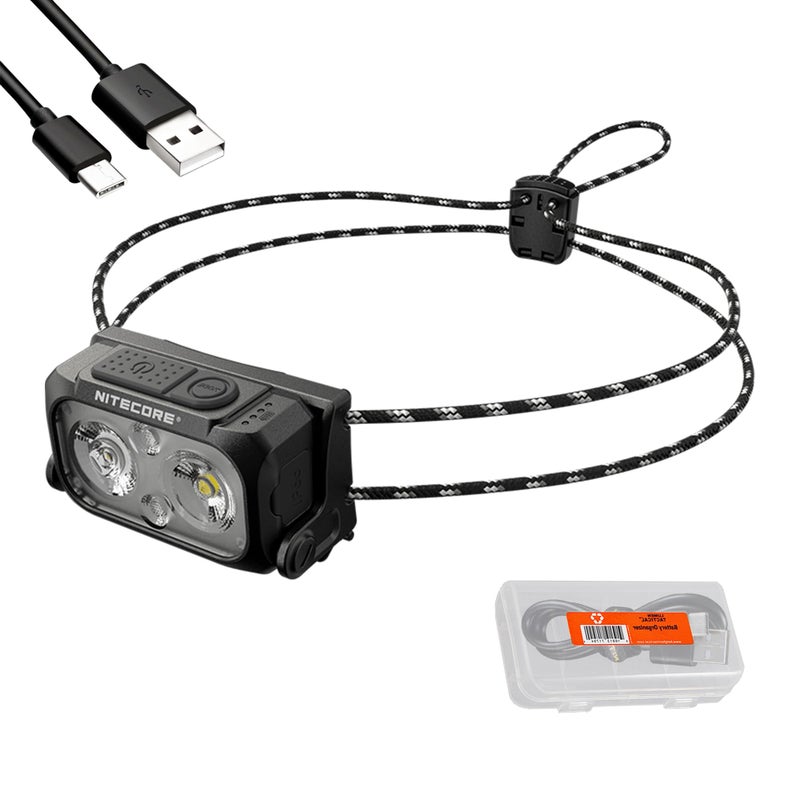 NITECORE NITECORE NU25 400 UL Ultra Lightweight Headlamp, 400 Lumen USB-C Rechargeable with Lumentac Organizer for Back Packing, Camping and Running (Black)  - Image 1