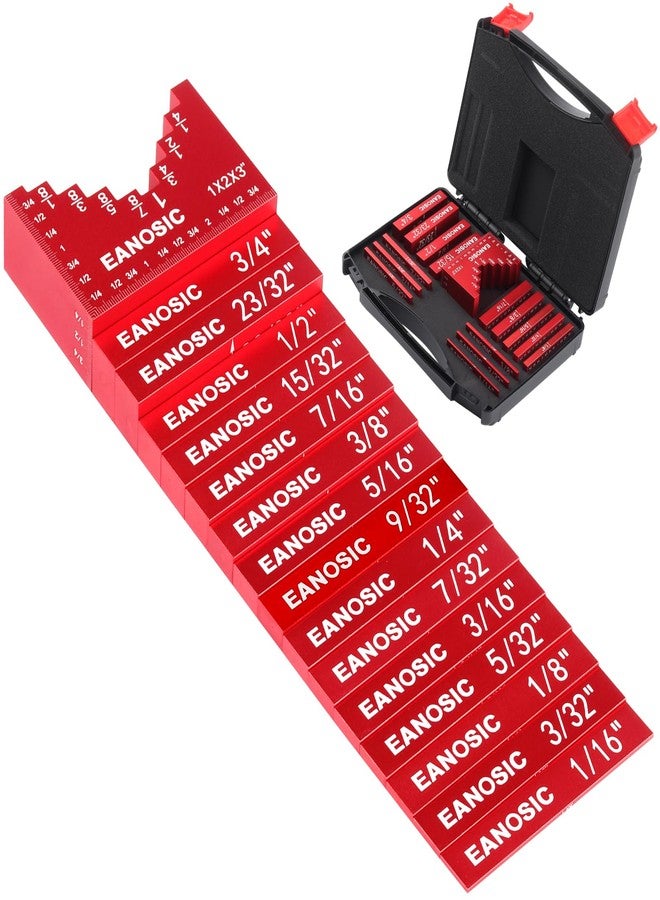 EANOSIC Setup Blocks Woodworking Tools - 16 PCS Height Gauge Block Set with Easy Block, Precision Ruler-Marked Bars - Solid Aluminum Alloy Setup Barsn Saw Gauges for Router and Table Saw Set Up - Image 1