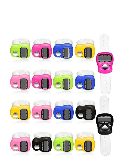 24 Piece LCD Display Electronic Counters for Islamic Male Finger Multicolor Counter