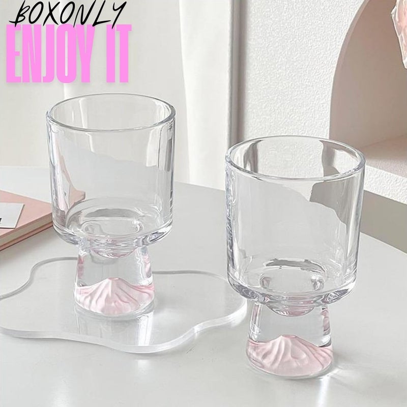 Boxonly Handcrafted Footed Glass Dessert Bowls  Clear Footed Trifle Glasses Set with Unique Mountain Design 201300ml Capacity Ideal for Parfaits and Fruit Set of 2 - Image 3