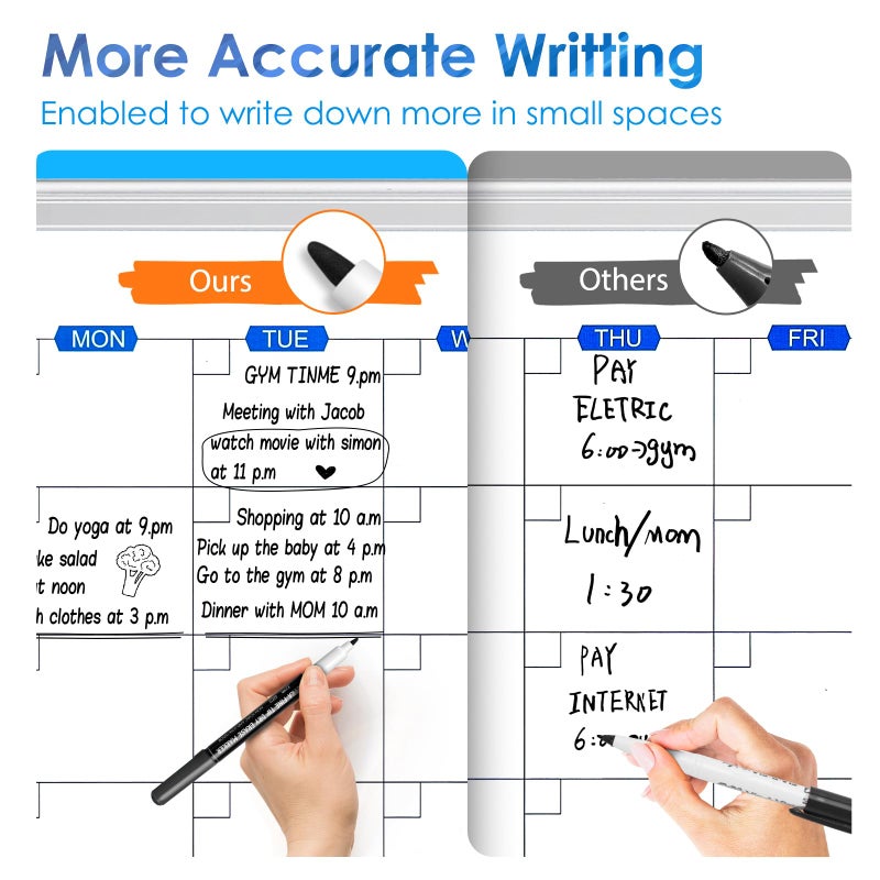 maxtek Black Dry Erase Markers Ultra Fine Tip, 0.7mm, Low Odor, Extra Fine Point Dry Erase Markers for Planning Whiteboard, Calendar Boards, Whiteboard Markers for School Supplies (12 Count) - Image 4