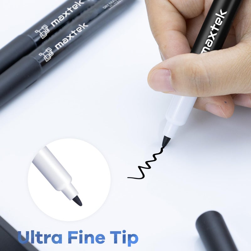 maxtek Black Dry Erase Markers Ultra Fine Tip, 0.7mm, Low Odor, Extra Fine Point Dry Erase Markers for Planning Whiteboard, Calendar Boards, Whiteboard Markers for School Supplies (12 Count) - Image 2