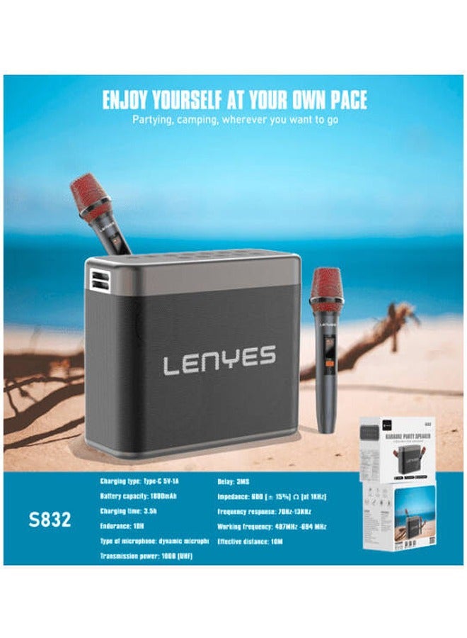 Lenyes Lenyes S832 Outdoor KTV Wireless Speaker and Microphone Karaoke, 200W Output, 5.0 Bluetooth, Up to 18 Meters Distance, Up to 22 Hours Battery Life, 24000mAH Battery Capacity - Black  - Image 3