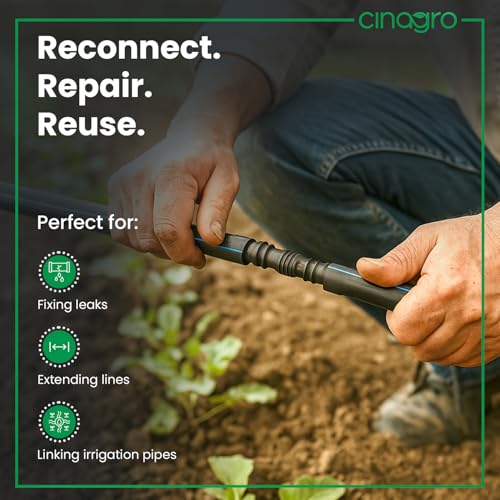 Cinagro 16mm Straight Connector, Drip Irrigation Accessory, UV-Stabilized Non-Toxic Material, Leak-Proof, for Garden Pipes, Planters & Drip Systems, for Watering Plants, Pack of 50 - Image 3