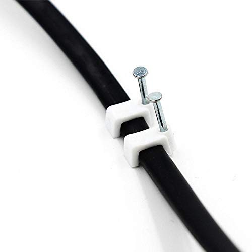 esowemsn 200pcs 6mm Cable Clips Flat Ethernet Cable Wire Clips Single Coaxial Cable Clamp with Steel Nails Best for Ethernet Cable Management (6mm) - Image 2
