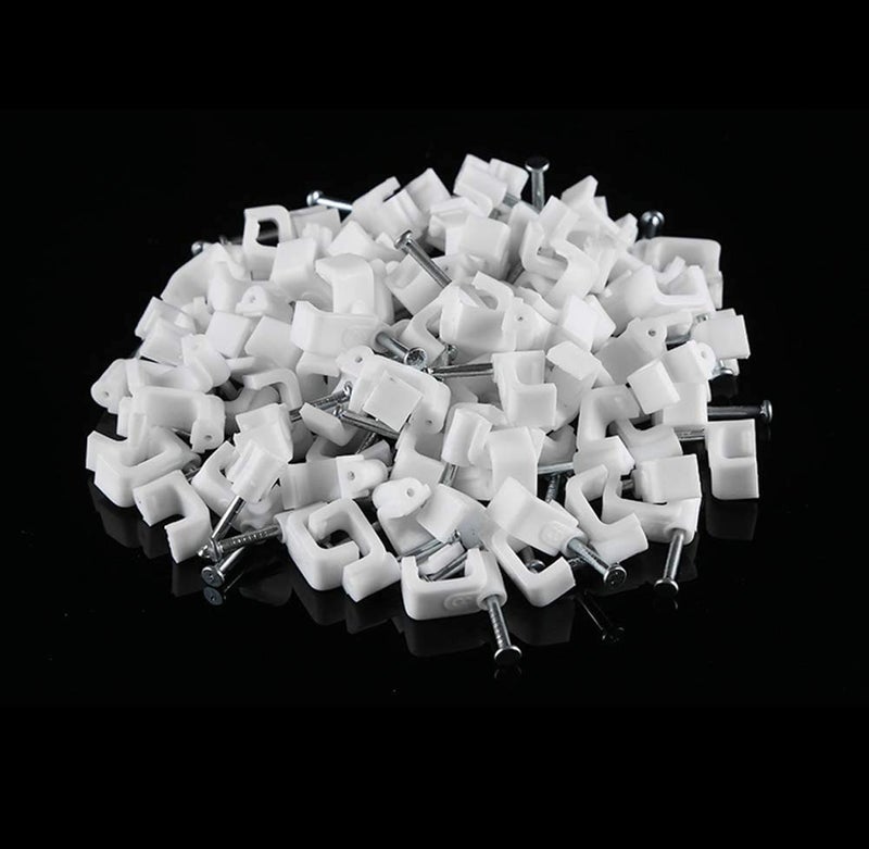 esowemsn 200pcs 6mm Cable Clips Flat Ethernet Cable Wire Clips Single Coaxial Cable Clamp with Steel Nails Best for Ethernet Cable Management (6mm) - Image 3