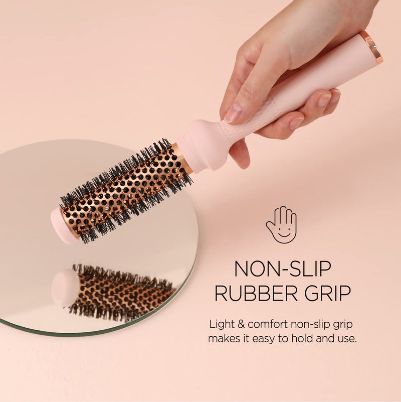 F3 Systems Magic Curling Round Brush (1 Inch) - Non-electronic, Self-Standing Round Brush, Great Blowout, Ceramic Coated Barrel, Quick Styling, Ionic Thermal Barrel, Volumizer, Styler - Image 4