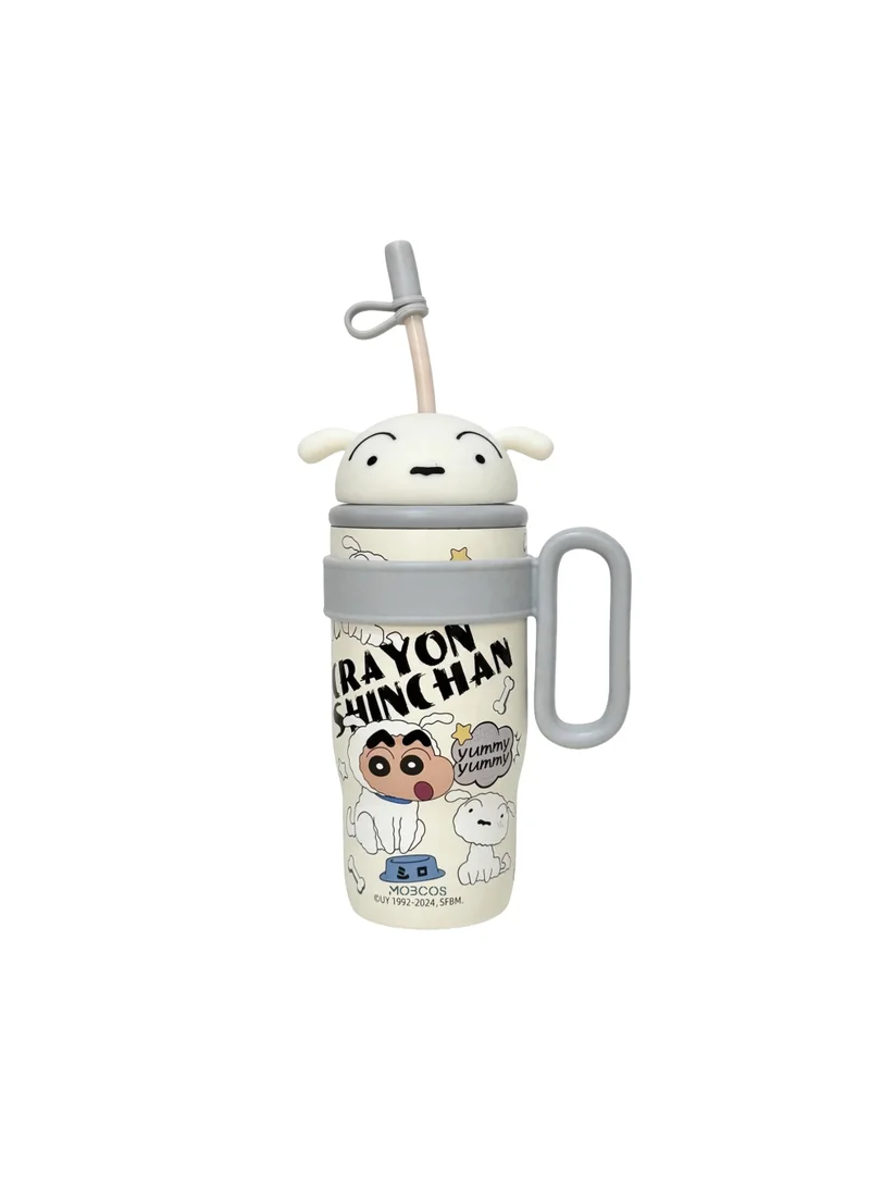 Kids Tumbler with Handle & Straw, Cute Cartoon Dog Design, Reusable Drinking Bottle for Boys & Girls, School & Travel