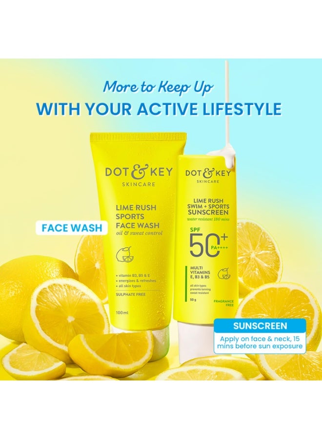 Dot & Key Lime Rush Swim + Sports Sunscreen SPF 50 PA++++ | Water Resistant & Sweat Resistant Sunscreen | UV/UVA Protect | No White Cast | Prevents Tan | For All Skin Types | For Women & Men - Image 3