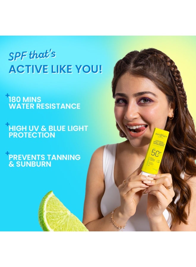 Dot & Key Lime Rush Swim + Sports Sunscreen SPF 50 PA++++ | Water Resistant & Sweat Resistant Sunscreen | UV/UVA Protect | No White Cast | Prevents Tan | For All Skin Types | For Women & Men - Image 4