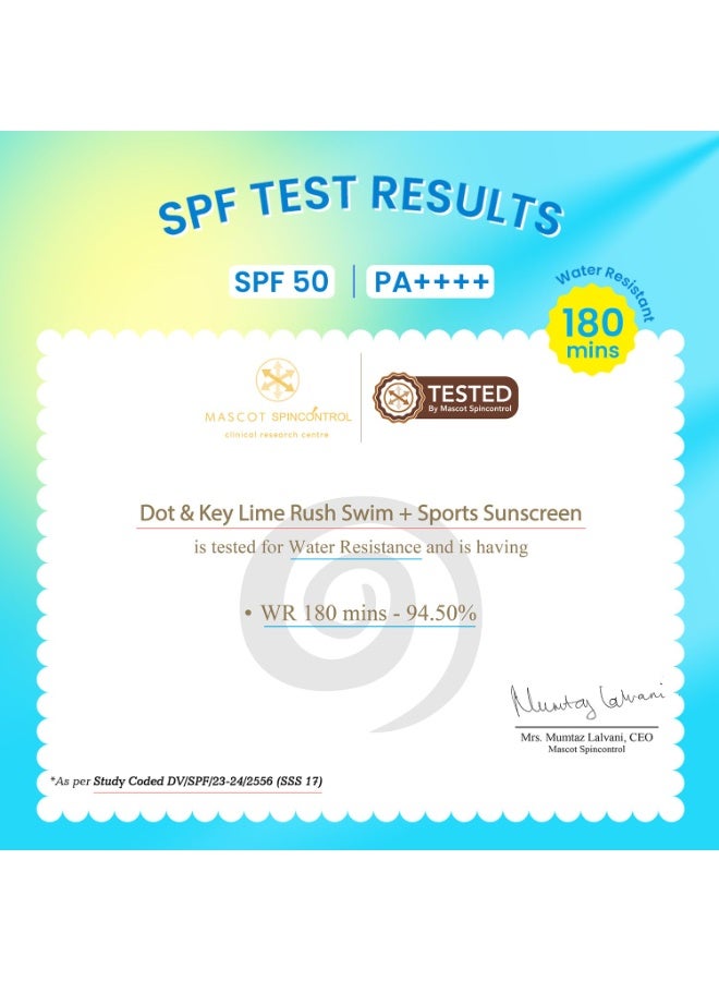 Dot & Key Lime Rush Swim + Sports Sunscreen SPF 50 PA++++ | Water Resistant & Sweat Resistant Sunscreen | UV/UVA Protect | No White Cast | Prevents Tan | For All Skin Types | For Women & Men - Image 2