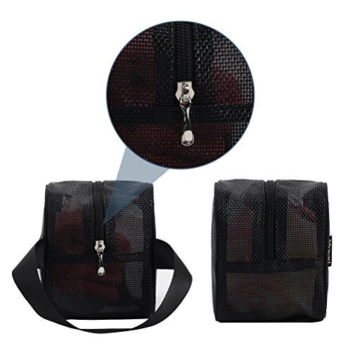 Moyad Mesh Shower Caddy Portable Toiletry Bag College Dorm Room Essentials for Girls Guys Gym Bag Camping Organizer Hanging Bathroom Mesh Bag, Black - Image 3