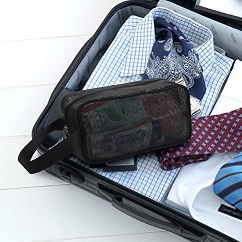 Moyad Mesh Shower Caddy Portable Toiletry Bag College Dorm Room Essentials for Girls Guys Gym Bag Camping Organizer Hanging Bathroom Mesh Bag, Black - Image 5
