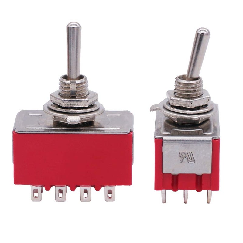 Twidec /2Pcs Mini Toggle Switch 4PDT 2 Position 12 Pins ON/ON Miniature Toggle Switch AC 6A/125V 2A/250V Car Boat Switches with Waterproof Cap MTS-402-MZ - Image 2