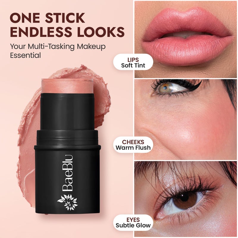 BaeBlu - Organic Blush Tube, Rose - 100% Natural Vegan Cream Blush Sticks, Multi-Use Bronzer, & Highlighter for Lips, Cheeks & Eyes, Buildable Shimmer, Gluten-Free, Paraben-Free, Made in USA - Image 5