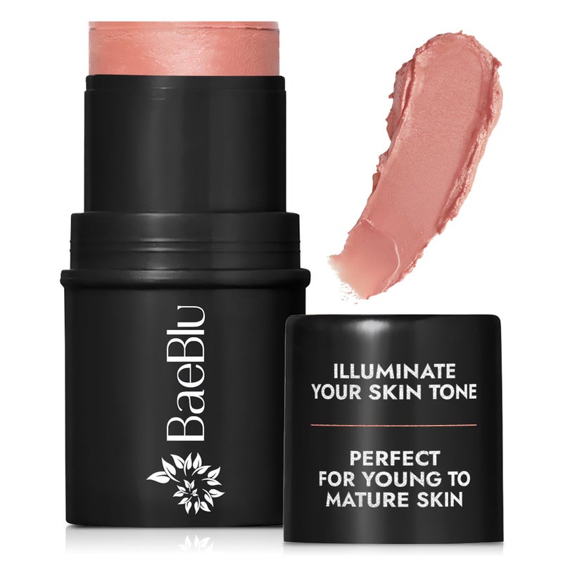 BaeBlu - Organic Blush Tube, Rose - 100% Natural Vegan Cream Blush Sticks, Multi-Use Bronzer, & Highlighter for Lips, Cheeks & Eyes, Buildable Shimmer, Gluten-Free, Paraben-Free, Made in USA - Image 1
