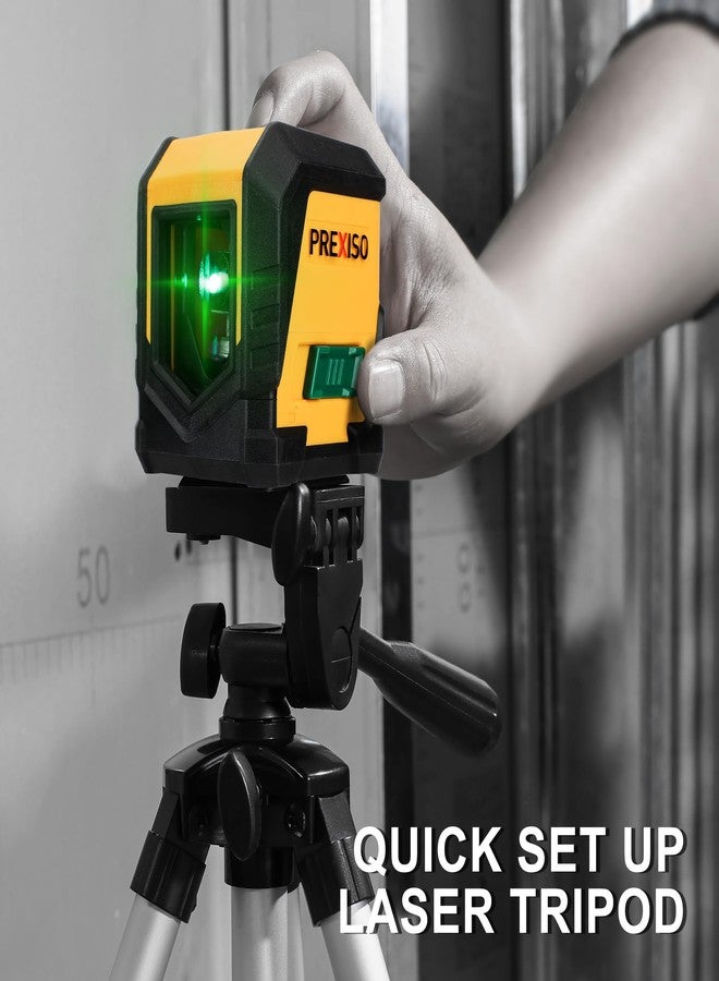 PREXISO Laser Level with Tripod, 65Ft Self Leveling Cross Line Laser Level, Green Line leveler Tool for Hanging Pictures, Home Renovation with LED Indicator & 2 AA Batteries (31-1/2 inch Tripod) - Image 4