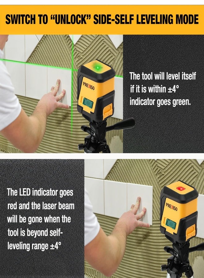PREXISO Laser Level with Tripod, 65Ft Self Leveling Cross Line Laser Level, Green Line leveler Tool for Hanging Pictures, Home Renovation with LED Indicator & 2 AA Batteries (31-1/2 inch Tripod) - Image 3