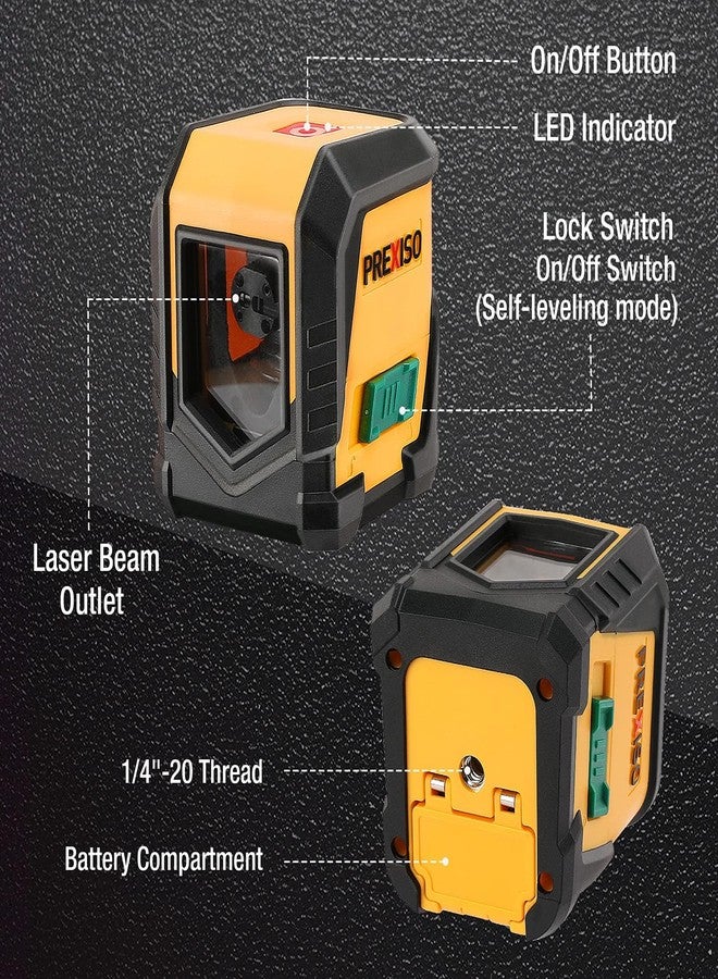 PREXISO Laser Level with Tripod, 65Ft Self Leveling Cross Line Laser Level, Green Line leveler Tool for Hanging Pictures, Home Renovation with LED Indicator & 2 AA Batteries (31-1/2 inch Tripod) - Image 5