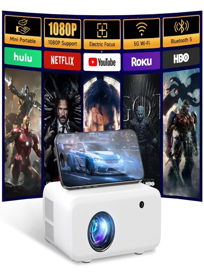 VISULAPEX Mini Projector with WiFi and Bluetooth - 2025 Upgraded, 1080p Video Supported, 13000L, HiFi Speaker, Long-Life Lamp, Multi-Device Compatible - Create Your Portable Home Cinema for Bedroom - Image 1