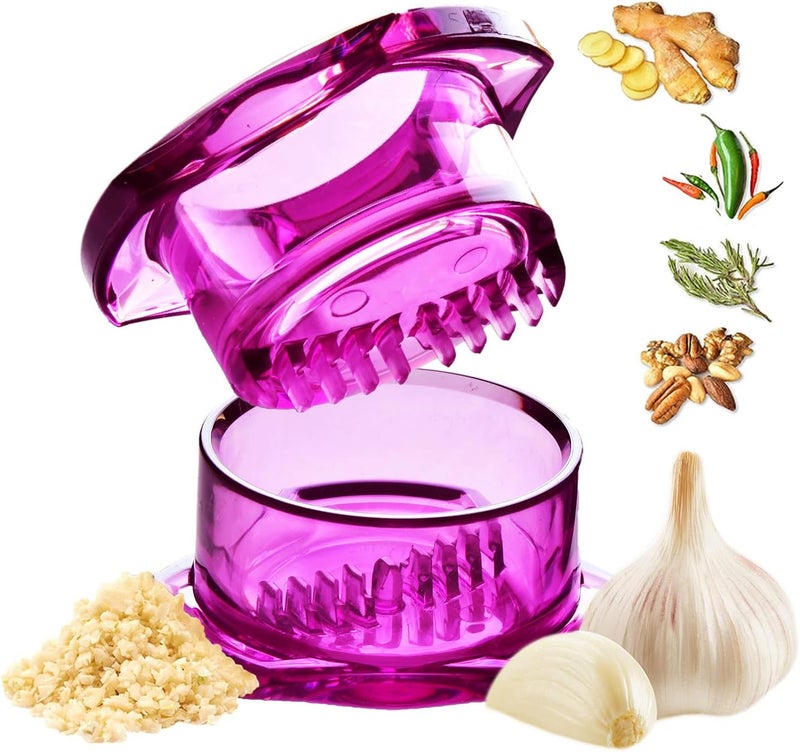 NexTrend Garlic Twister 4th Gen – Garlic Mincer & Garlic Press in One, for Ginger, Herbs, Nuts & more, BPA-Free, Dishwasher Safe, 3–5 Clove Capacity - Purple - Image 1