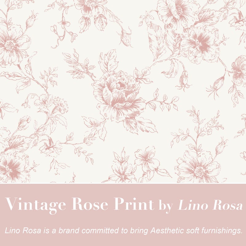 Lino Rosa Pink Curtains for Nursery Girls Bedroom,French Country Sheer Blush Floral Victorian Toile Whimsical Pastel Dusty Rose Cottagecore Elegant Linen Curtains for Living Room Baby Kid 96 In Long 2 Panel Set - Image 2