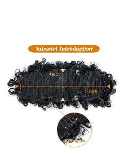 Excefore Afro High Puff Hair Bun, Deep Curly Black Mohawk Ponytail Wigs for Black Women, Afro Puff with Bangs Faux Mohawk Hair Piece, Natural Black Mohawk Hair Wigs for Woman with 6 BB Clips  - Image 4