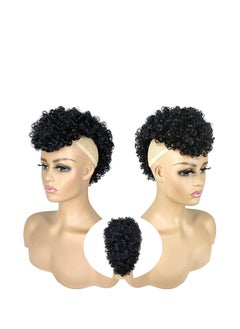 Excefore Afro High Puff Hair Bun, Deep Curly Black Mohawk Ponytail Wigs for Black Women, Afro Puff with Bangs Faux Mohawk Hair Piece, Natural Black Mohawk Hair Wigs for Woman with 6 BB Clips  - Image 2