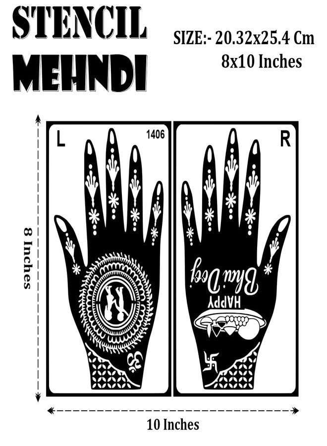 Komstec Bhai Dooj Art with Brother & Sister Full Hand Mehndi Stencil Sticker for Women, Girls & Festival - Image 4