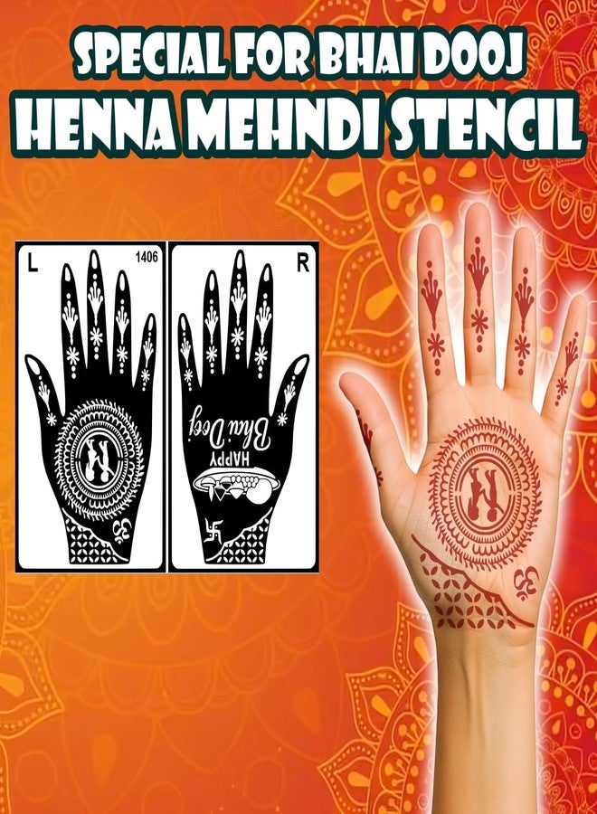 Komstec Bhai Dooj Art with Brother & Sister Full Hand Mehndi Stencil Sticker for Women, Girls & Festival - Image 3