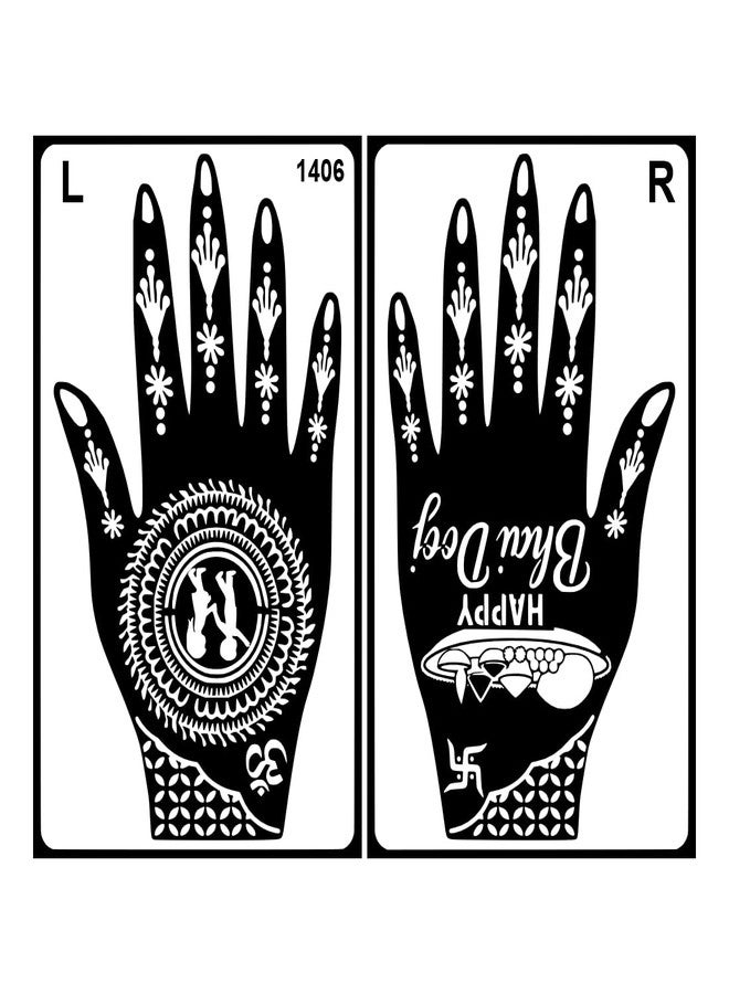 Komstec Bhai Dooj Art with Brother & Sister Full Hand Mehndi Stencil Sticker for Women, Girls & Festival - Image 2