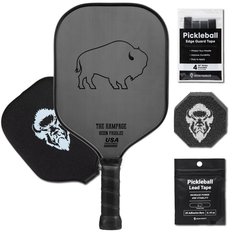 Carbon Fiber Pickleball Paddle Raw Toray T700 Surface Provides Maximum Ball Spin Elongated or Widened Pickleball Racket Shapes Available Paddle Customization Kit Included