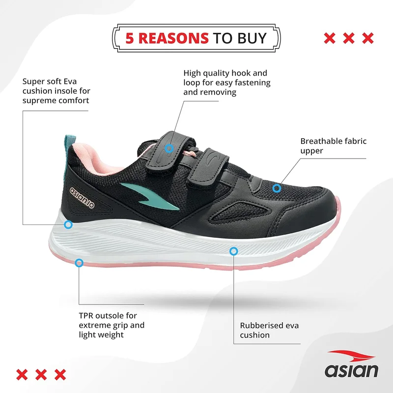 Asian Black Peach Sneakers for Girls