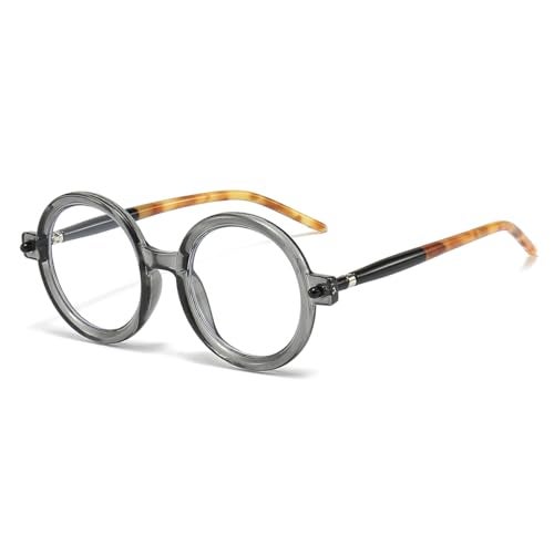 Gleyemor Retro Round Blue Light Glasses for Men Women 90s Vintage Costume Cosplay Glasses (Translucent Grey) - Image 1