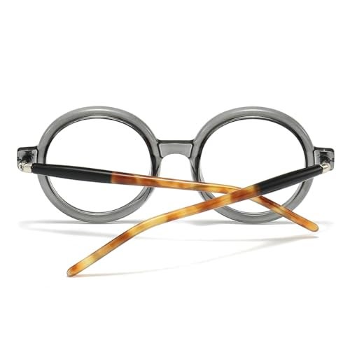 Gleyemor Retro Round Blue Light Glasses for Men Women 90s Vintage Costume Cosplay Glasses (Translucent Grey) - Image 5