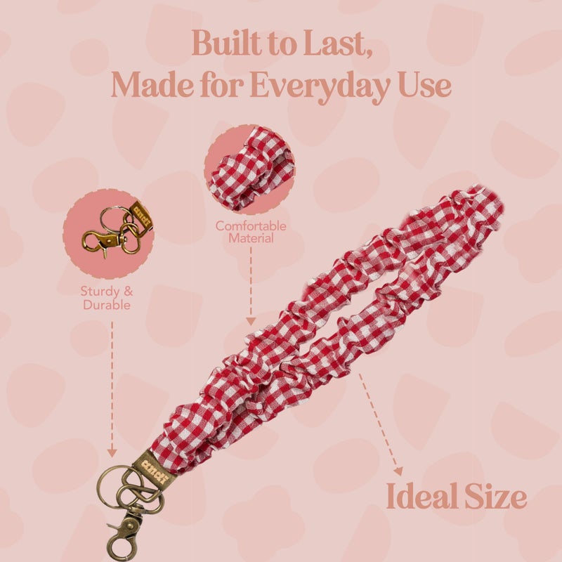 ANDI Neck Lanyard For Women - Scrunchie Cute Lanyard for Keys, Id Card Holder, Wallet - Aesthetic Long Lanyard (Red Checkered) - Image 5