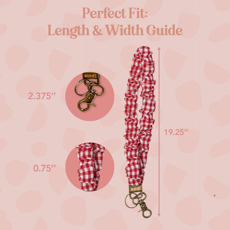ANDI Neck Lanyard For Women - Scrunchie Cute Lanyard for Keys, Id Card Holder, Wallet - Aesthetic Long Lanyard (Red Checkered) - Image 4