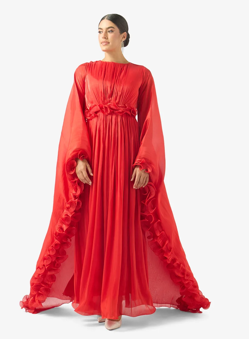 جولدن ابل Belted Ruffle Sleeved Dress
