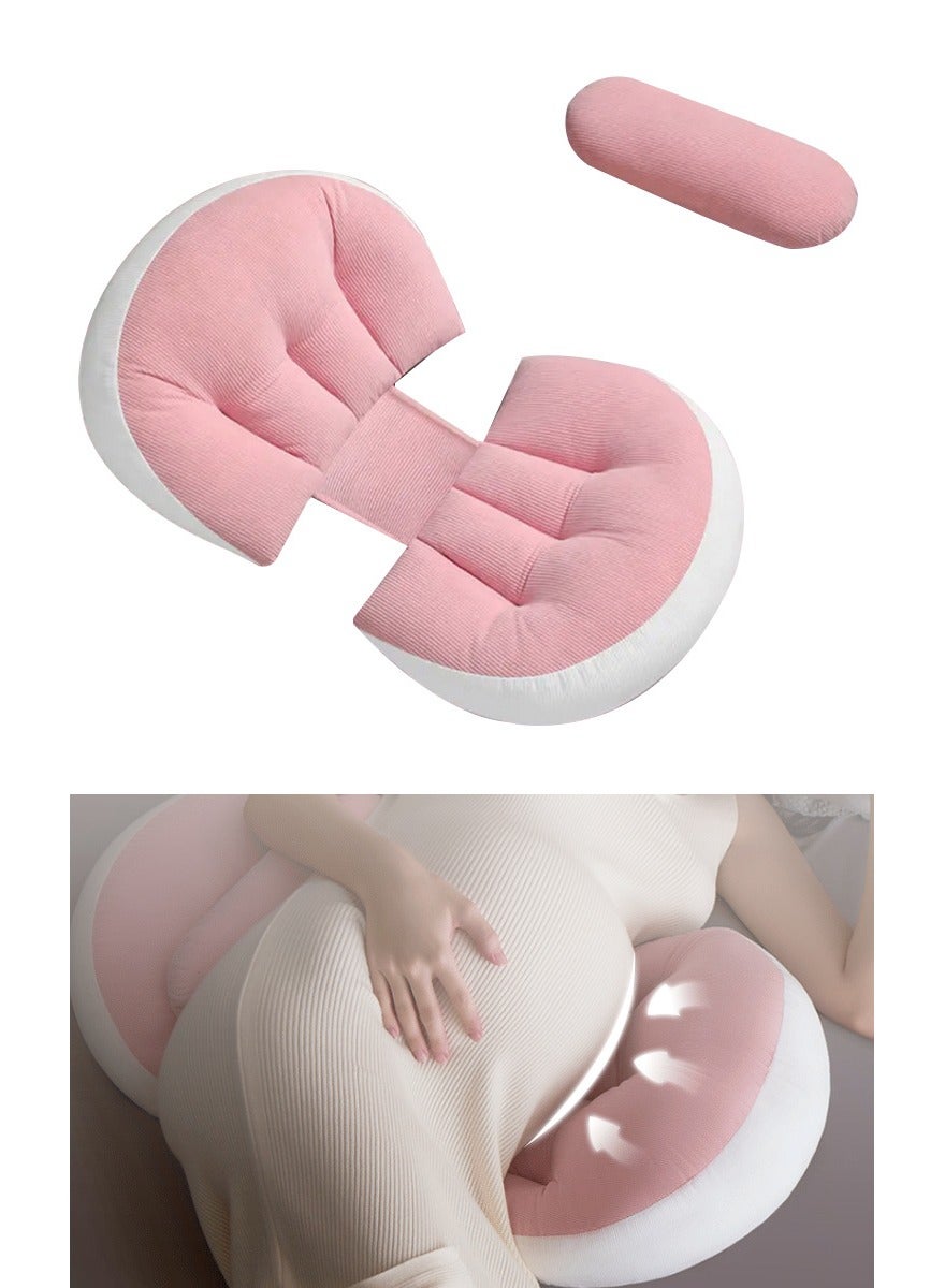 Pregnancy Pillows for Sleeping, Maternity Pillow Support for Back, Legs, Belly of Pregnant Women, Detachable Cover and Adjustable, Belly fitting U shape, Pink