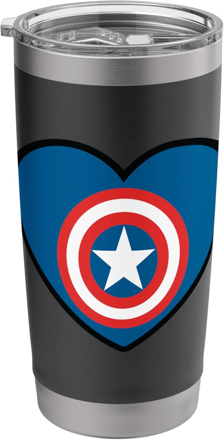 Marvel Captain America Avengers Heart Love Valentines Day Stainless Steel Insulated Tumbler - Image 1