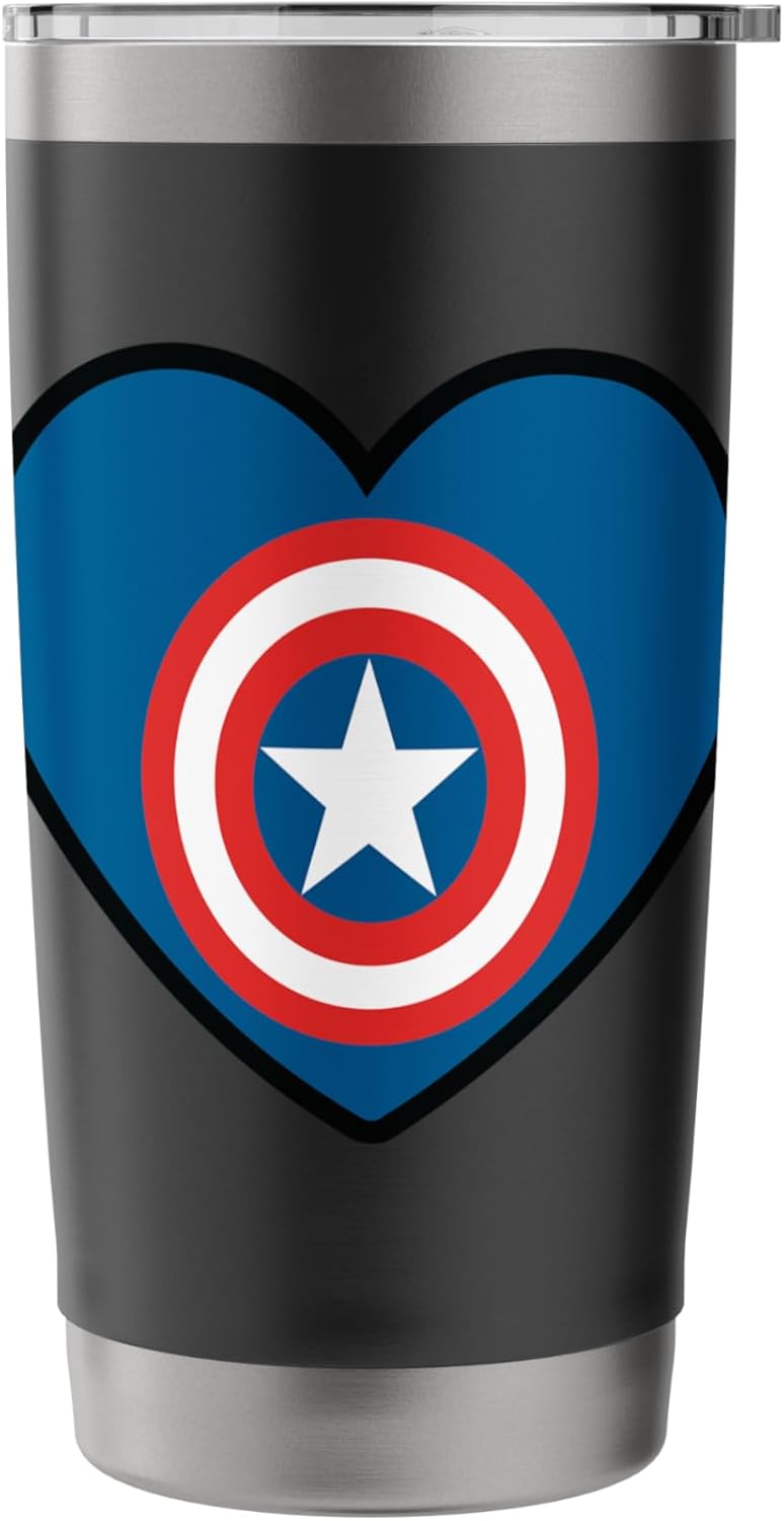 Marvel Captain America Avengers Heart Love Valentines Day Stainless Steel Insulated Tumbler - Image 3