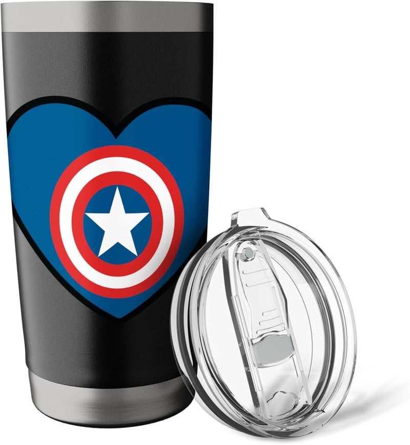 Marvel Captain America Avengers Heart Love Valentines Day Stainless Steel Insulated Tumbler - Image 5