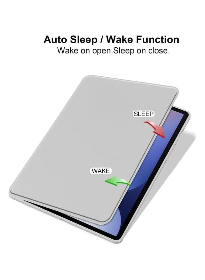 VKL Case for Samsung Galaxy Tab S10 FE+/FE Plus 13.1-inch (2025) Tablet Leather Case with Auto Wake/Sleep, 360° Rotation Stand Cover Acrylic Clear Back Cover with Pencil Holder (Grey) - Image 2
