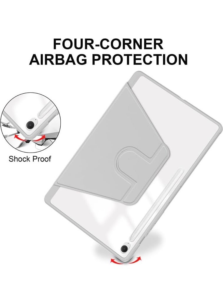 VKL Case for Samsung Galaxy Tab S10 FE+/FE Plus 13.1-inch (2025) Tablet Leather Case with Auto Wake/Sleep, 360° Rotation Stand Cover Acrylic Clear Back Cover with Pencil Holder (Grey) - Image 5