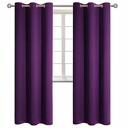 BGment Blackout Curtains  Grommet Thermal Insulated Room Darkening Bedroom and Living Room Curtain Set of 2 Panels 42 x 84 Inch Royal Purple