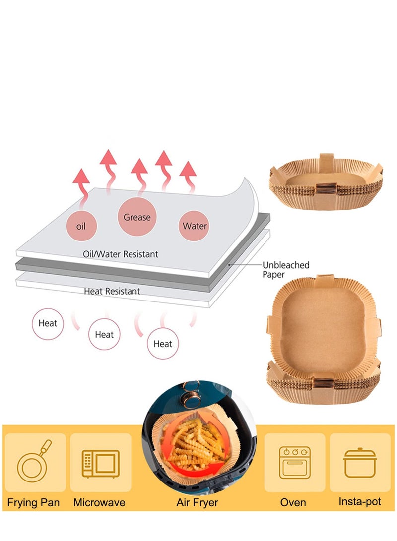 SYOSI Air Fryer Disposable Paper Liners, Square Cooking Paper, Non-Stick, Baking Roasting Food Grade Paper for Microwave Oven, Water-proof, Oil-proof, Frying Pan (50PCS 7.9Inch Natural) - Image 4
