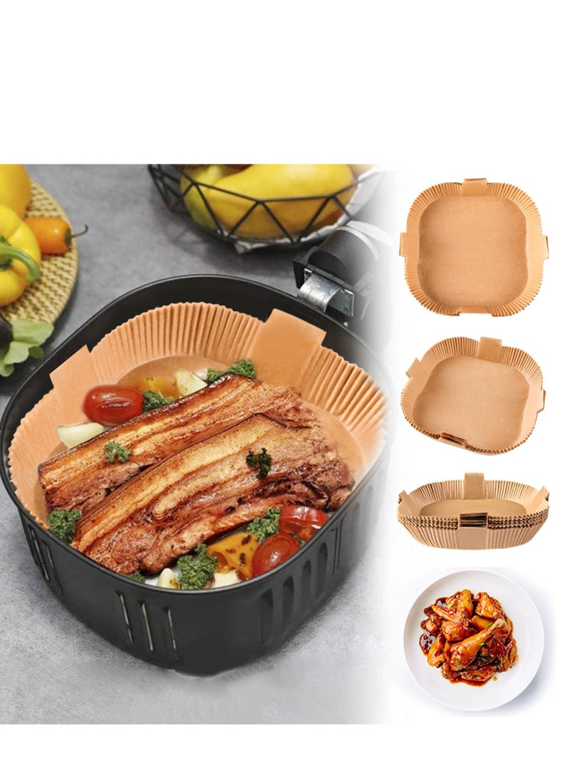 SYOSI Air Fryer Disposable Paper Liners, Square Cooking Paper, Non-Stick, Baking Roasting Food Grade Paper for Microwave Oven, Water-proof, Oil-proof, Frying Pan (50PCS 7.9Inch Natural) - Image 2